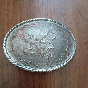 Western Silvertone with American Bald Eagle Cowboy Belt Buckle Made IN USA